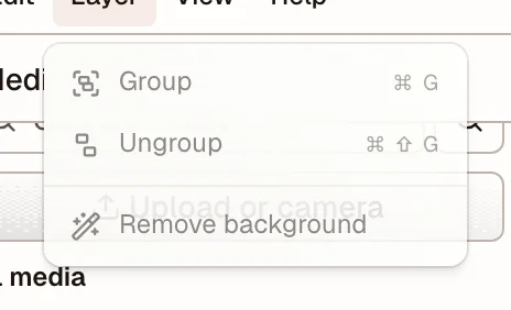 Remove background action in the layer menu